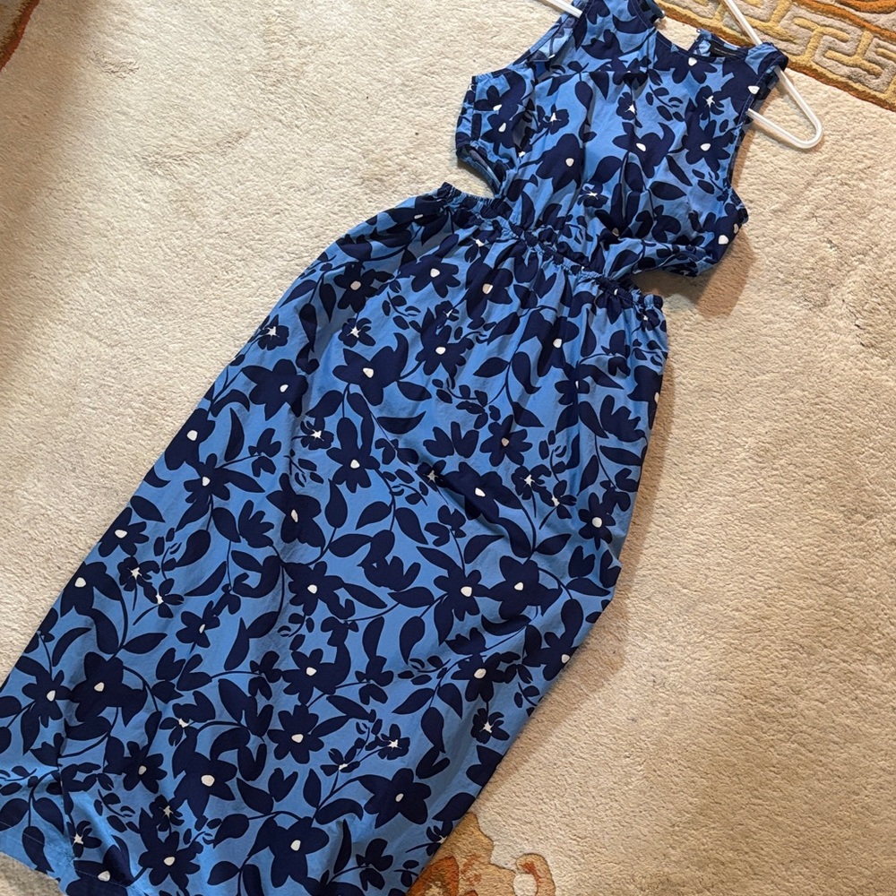 Floral Blue Sleeveless Dress